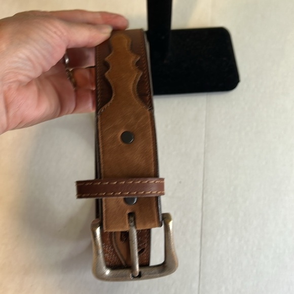 JUSTIN CLASSIC MENS BROWN WESTERN 166BO LEATHER BELT MADE IN USA SZ 34 - Picture 8 of 15